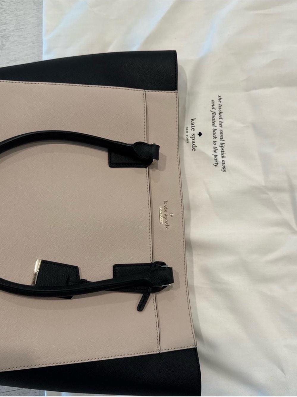 kate spade Black and Gray Two-Tone Structured Tote Saffiano Leather - Picture 6 of 6
